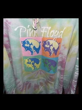 Pink Floyd Tie-Dye Pastel Pig Pop Art Hoodie - Pink, Yellow, Blue, Green, Purple